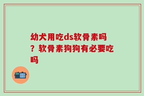 幼犬用吃ds软骨素吗？软骨素狗狗有必要吃吗