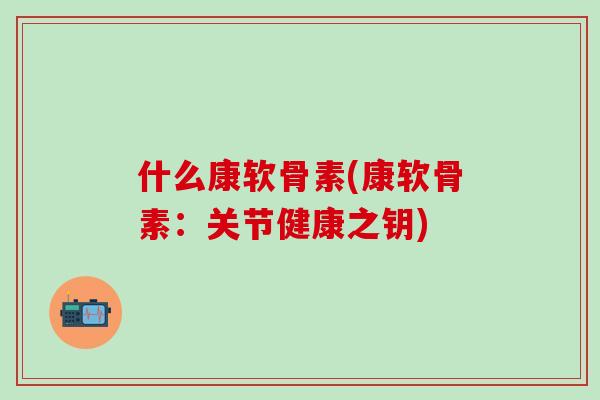 什么康软骨素(康软骨素：关节健康之钥)