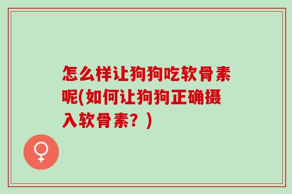 怎么样让狗狗吃软骨素呢(如何让狗狗正确摄入软骨素？)