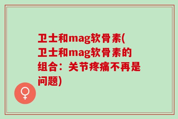 卫士和mag软骨素(卫士和mag软骨素的组合：关节疼痛不再是问题)