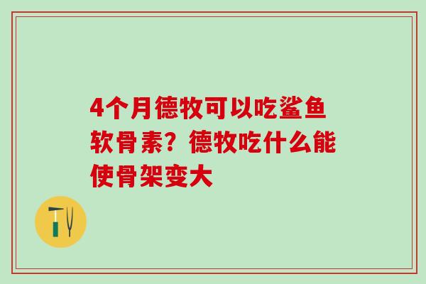 4个月德牧可以吃鲨鱼软骨素？德牧吃什么能使骨架变大