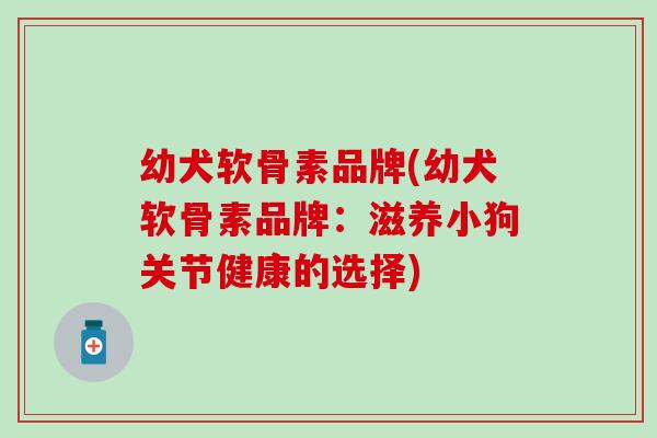 幼犬软骨素品牌(幼犬软骨素品牌：滋养小狗关节健康的选择)