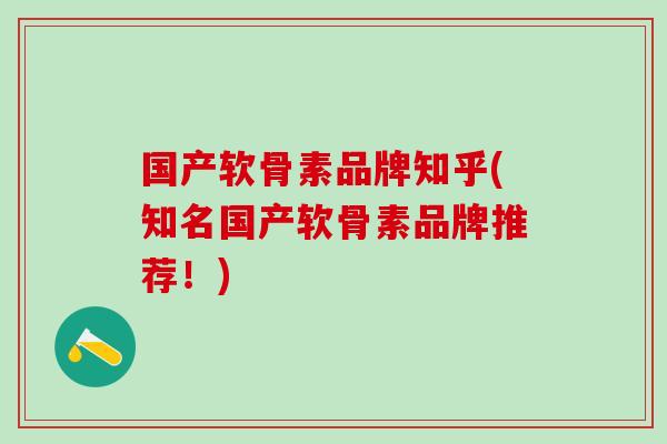 国产软骨素品牌知乎(知名国产软骨素品牌推荐！)