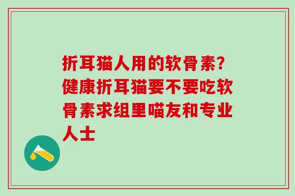 折耳猫人用的软骨素？健康折耳猫要不要吃软骨素求组里喵友和专业人士