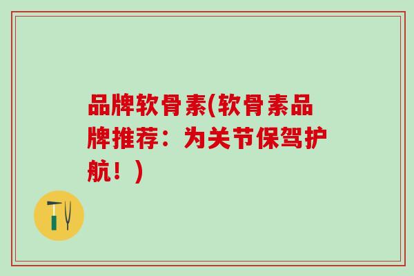 品牌软骨素(软骨素品牌推荐：为关节保驾护航！)