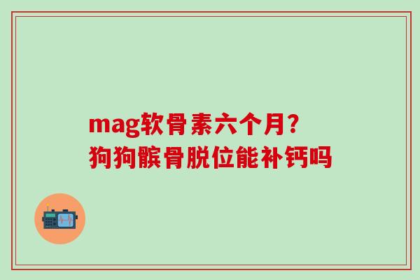 mag软骨素六个月？狗狗髌骨脱位能补钙吗