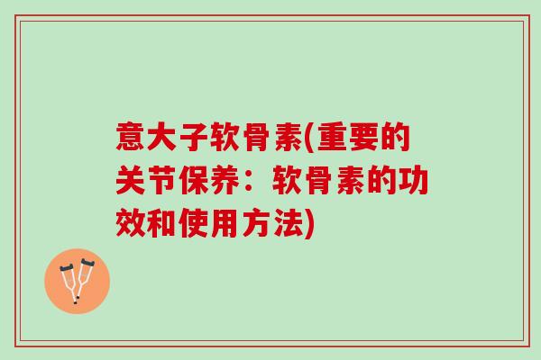 意大子软骨素(重要的关节保养:软骨素的功效和使用方法) 意大子软骨素(重要的关节保养:软骨素的功效和使用方法)