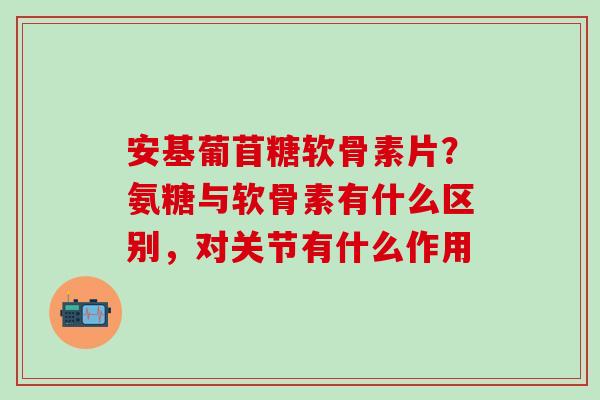 安基葡苜糖软骨素片？氨糖与软骨素有什么区别，对关节有什么作用
