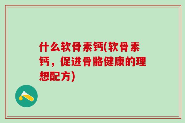 什么软骨素钙(软骨素钙，促进骨骼健康的理想配方)