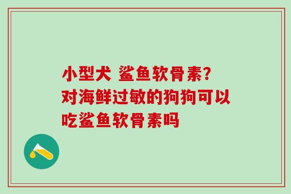 小型犬 鲨鱼软骨素？对海鲜过敏的狗狗可以吃鲨鱼软骨素吗