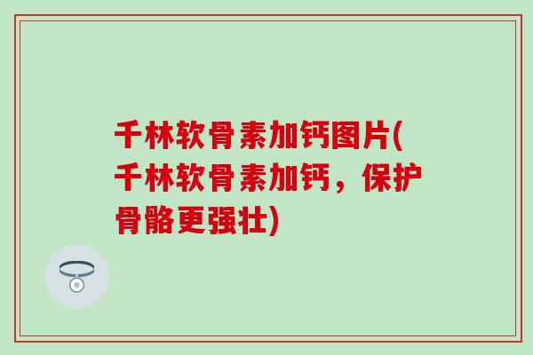 千林软骨素加钙图片(千林软骨素加钙，保护骨骼更强壮)