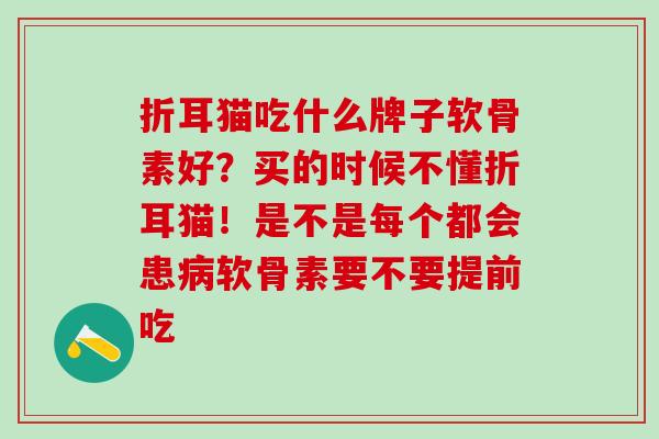 折耳猫吃什么牌子软骨素好?买的时候不懂折耳猫!是不是每个都会患软骨素要不要提前吃 折耳猫吃什么牌子软骨素好?买的时候不懂折耳猫!是不是每个都会患软骨素要不要提前吃