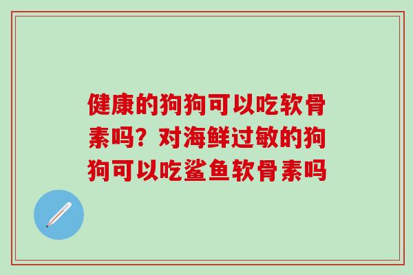 健康的狗狗可以吃软骨素吗?对海鲜的狗狗可以吃鲨鱼软骨素吗 健康的狗狗可以吃软骨素吗?对海鲜的狗狗可以吃鲨鱼软骨素吗