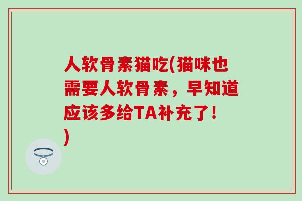 人软骨素猫吃(猫咪也需要人软骨素，早知道应该多给TA补充了！)
