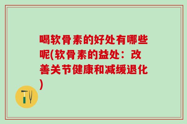 喝软骨素的好处有哪些呢(软骨素的益处：改善关节健康和减缓退化)
