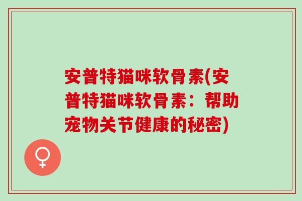 安普特猫咪软骨素(安普特猫咪软骨素：帮助宠物关节健康的秘密)