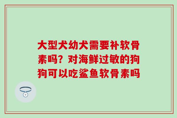 大型犬幼犬需要补软骨素吗？对海鲜过敏的狗狗可以吃鲨鱼软骨素吗
