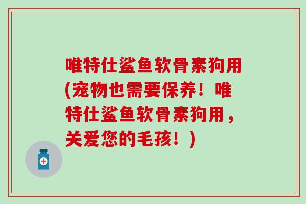 唯特仕鲨鱼软骨素狗用(宠物也需要保养！唯特仕鲨鱼软骨素狗用，关爱您的毛孩！)
