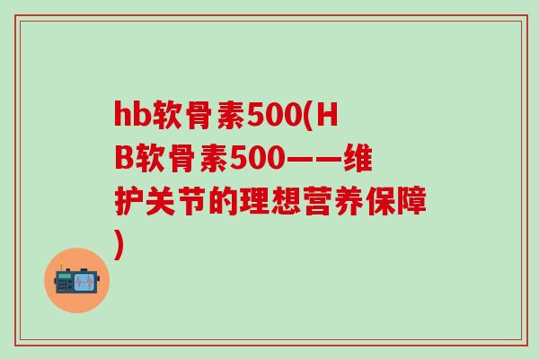 hb软骨素500(HB软骨素500——维护关节的理想营养保障)