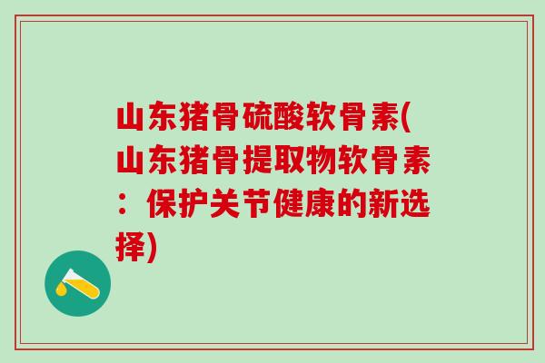 山东猪骨硫酸软骨素(山东猪骨提取物软骨素：保护关节健康的新选择)