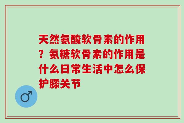 天然氨酸软骨素的作用？氨糖软骨素的作用是什么日常生活中怎么保护膝关节