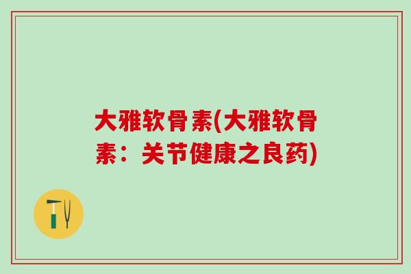 大雅软骨素(大雅软骨素：关节健康之良药)