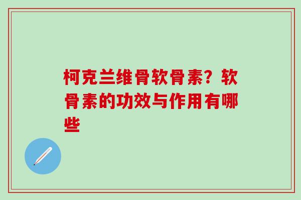 柯克兰维骨软骨素？软骨素的功效与作用有哪些