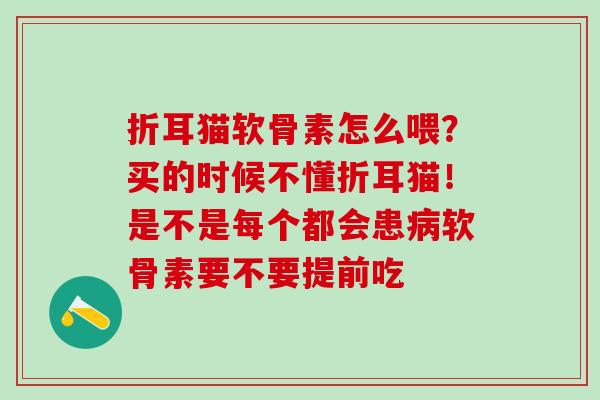 折耳猫软骨素怎么喂？买的时候不懂折耳猫！是不是每个都会患软骨素要不要提前吃