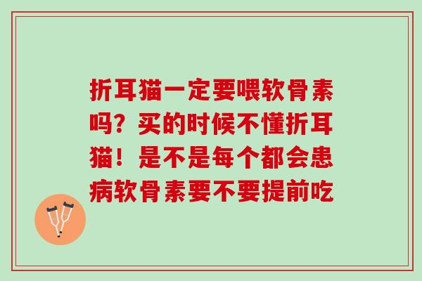 折耳猫一定要喂软骨素吗？买的时候不懂折耳猫！是不是每个都会患软骨素要不要提前吃