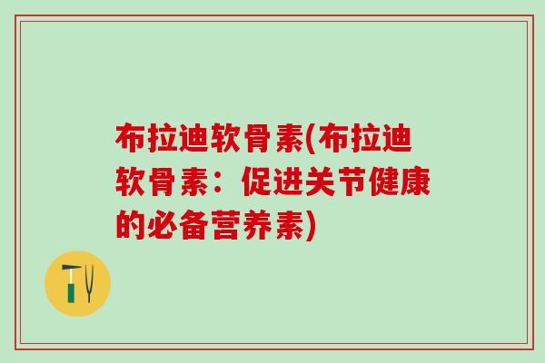 布拉迪软骨素(布拉迪软骨素：促进关节健康的必备营养素)