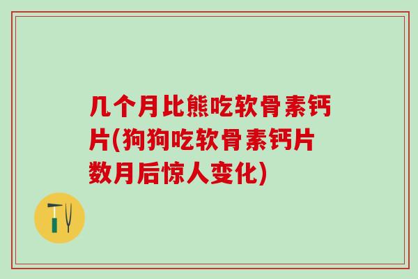 几个月比熊吃软骨素钙片(狗狗吃软骨素钙片数月后惊人变化)