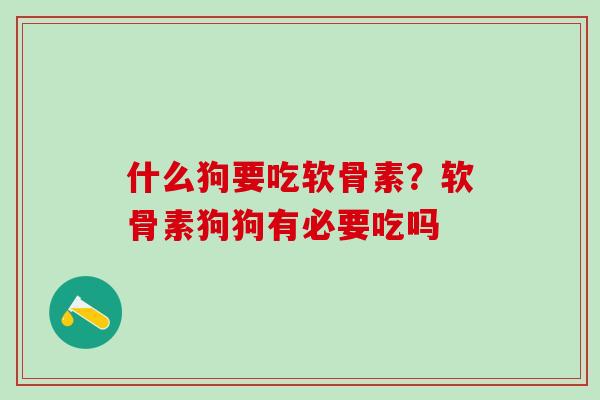 什么狗要吃软骨素？软骨素狗狗有必要吃吗