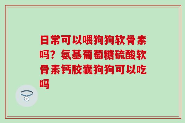 日常可以喂狗狗软骨素吗？氨基葡萄糖硫酸软骨素钙胶囊狗狗可以吃吗