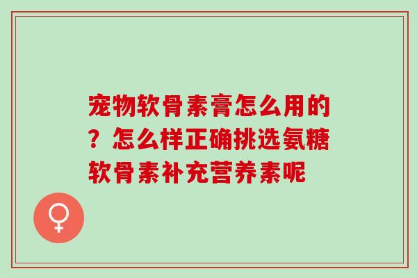 宠物软骨素膏怎么用的？怎么样正确挑选氨糖软骨素补充营养素呢