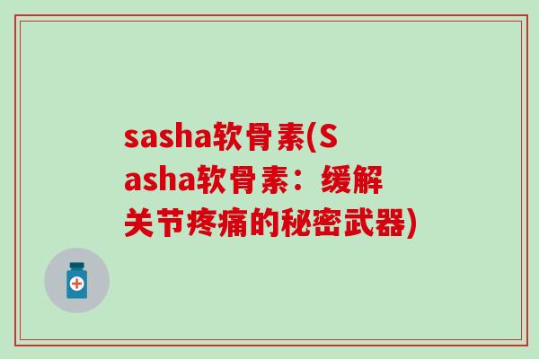 sasha软骨素(Sasha软骨素：缓解关节疼痛的秘密武器)