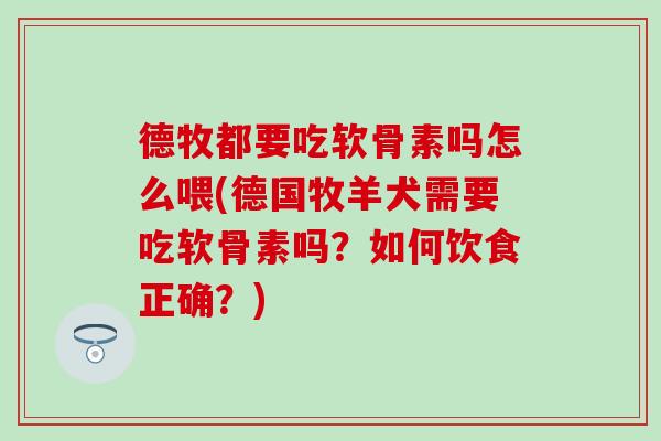德牧都要吃软骨素吗怎么喂(德国牧羊犬需要吃软骨素吗？如何饮食正确？)