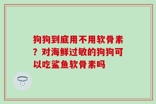 狗狗到底用不用软骨素？对海鲜的狗狗可以吃鲨鱼软骨素吗