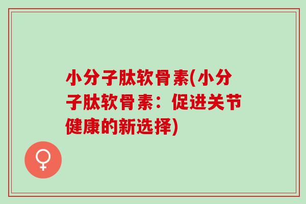 小分子肽软骨素(小分子肽软骨素：促进关节健康的新选择)