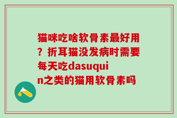 猫咪吃啥软骨素最好用？折耳猫没发病时需要每天吃dasuquin之类的猫用软骨素吗