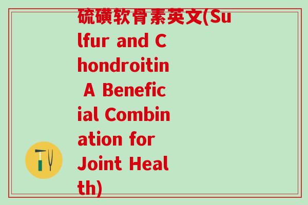硫磺软骨素英文(Sulfur and Chondroitin A Beneficial Combination for Joint Health)