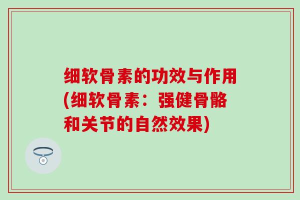 细软骨素的功效与作用(细软骨素：强健骨骼和关节的自然效果)