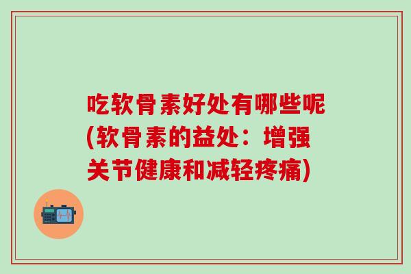 吃软骨素好处有哪些呢(软骨素的益处：增强关节健康和减轻疼痛)