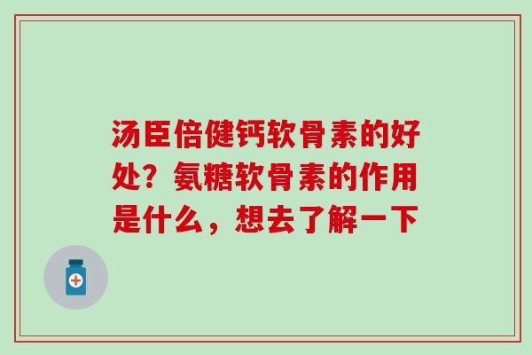 汤臣倍健钙软骨素的好处？氨糖软骨素的作用是什么，想去了解一下