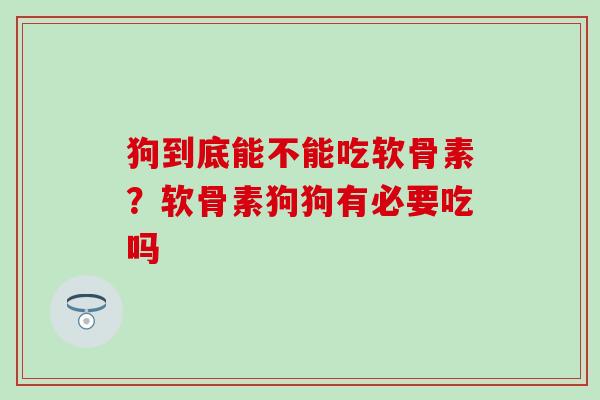 狗到底能不能吃软骨素？软骨素狗狗有必要吃吗