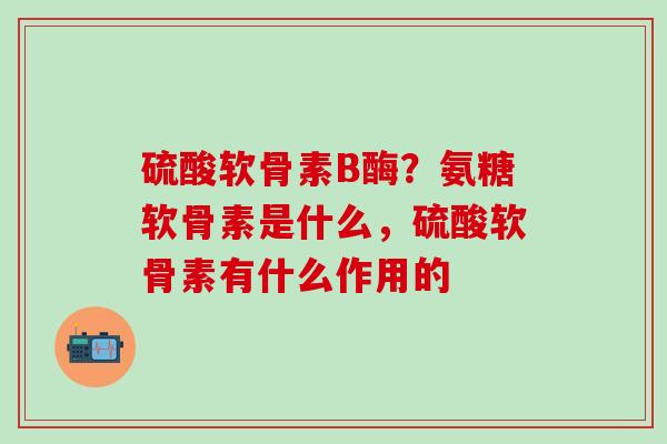 硫酸软骨素B酶？氨糖软骨素是什么，硫酸软骨素有什么作用的
