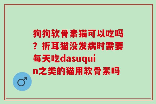 狗狗软骨素猫可以吃吗？折耳猫没发病时需要每天吃dasuquin之类的猫用软骨素吗