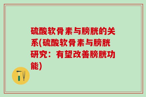 硫酸软骨素与膀胱的关系(硫酸软骨素与膀胱研究：有望改善膀胱功能)