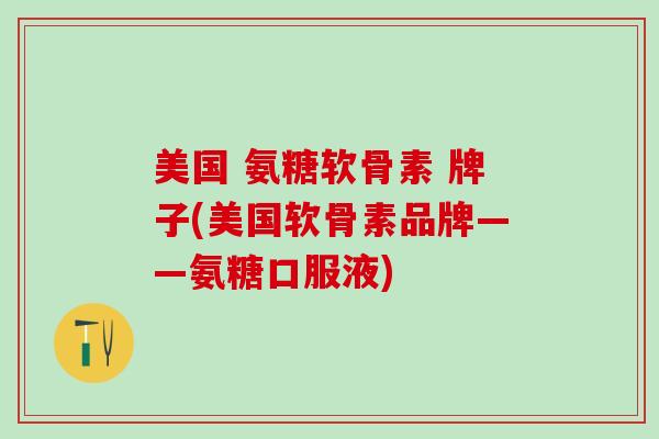 美国 氨糖软骨素 牌子(美国软骨素品牌——氨糖口服液)