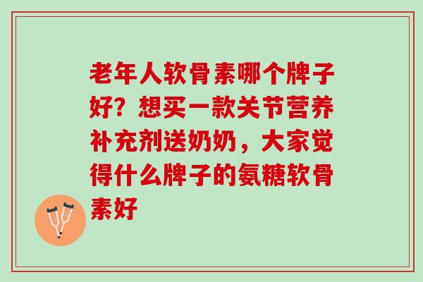 老年人软骨素哪个牌子好？想买一款关节营养补充剂送奶奶，大家觉得什么牌子的氨糖软骨素好