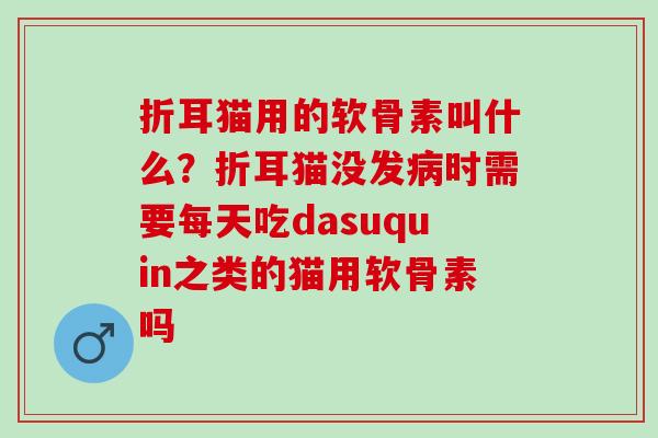 折耳猫用的软骨素叫什么？折耳猫没发时需要每天吃dasuquin之类的猫用软骨素吗